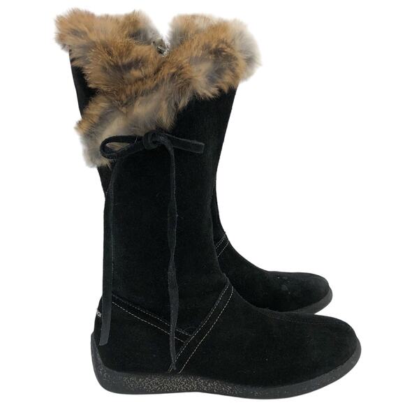 Primigi Black Suede Tall Fur Trim Boots - Picture 1 of 12